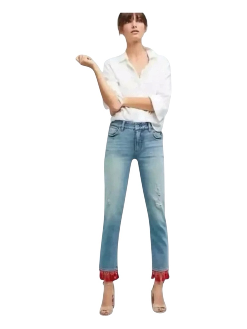 ANTHROPOLOGIE Pilcro and the Letterpress Boyfriend Cropped Jeans, Sizes 27 & 30. - Picture 1 of 16